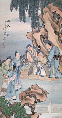 黄山寿 1909年作 温氏六龙 立轴